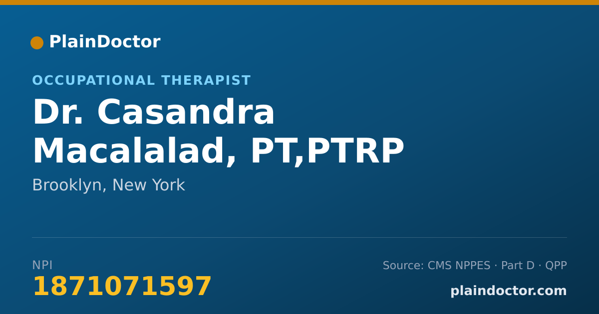 Shareable card for Casandra Macalalad, PT,PTRP - Occupational Therapist, Brooklyn, NY