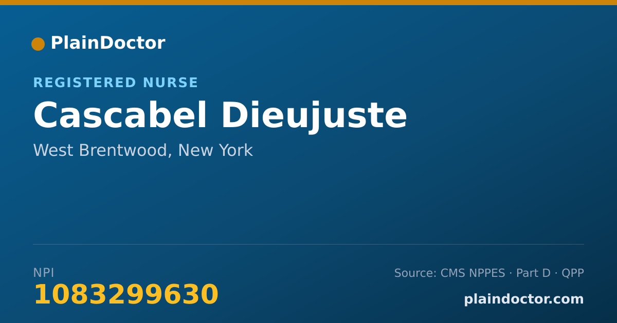 Shareable card for Cascabel Dieujuste - Registered Nurse, West Brentwood, NY