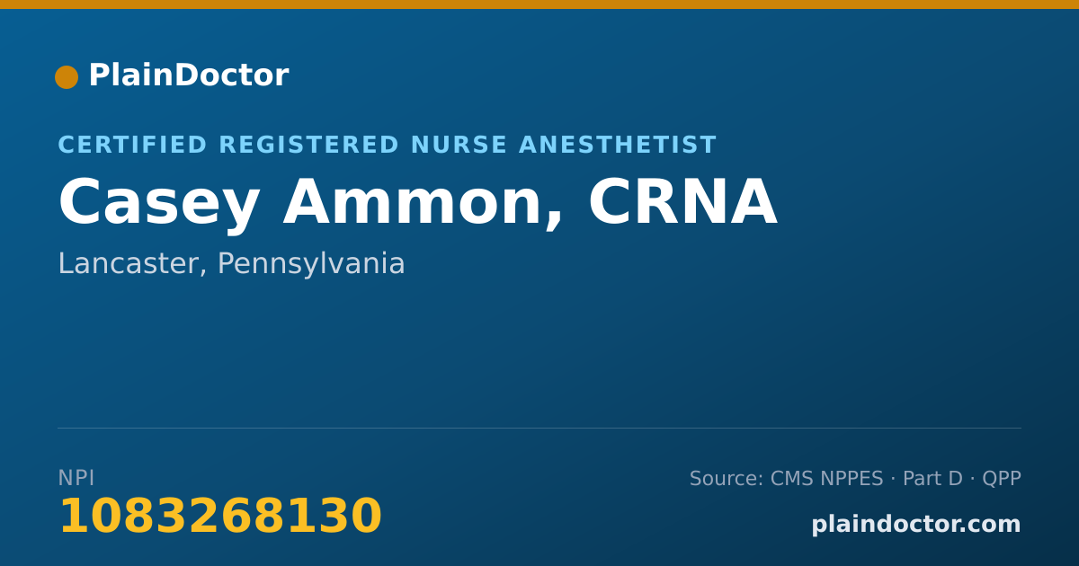 Shareable card for Casey Ammon, CRNA - Certified Registered Nurse Anesthetist, Lancaster, PA