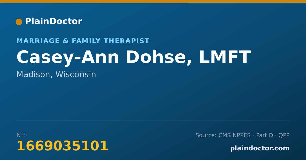 Shareable card for Casey-Ann Dohse, LMFT - Marriage & Family Therapist, Madison, WI
