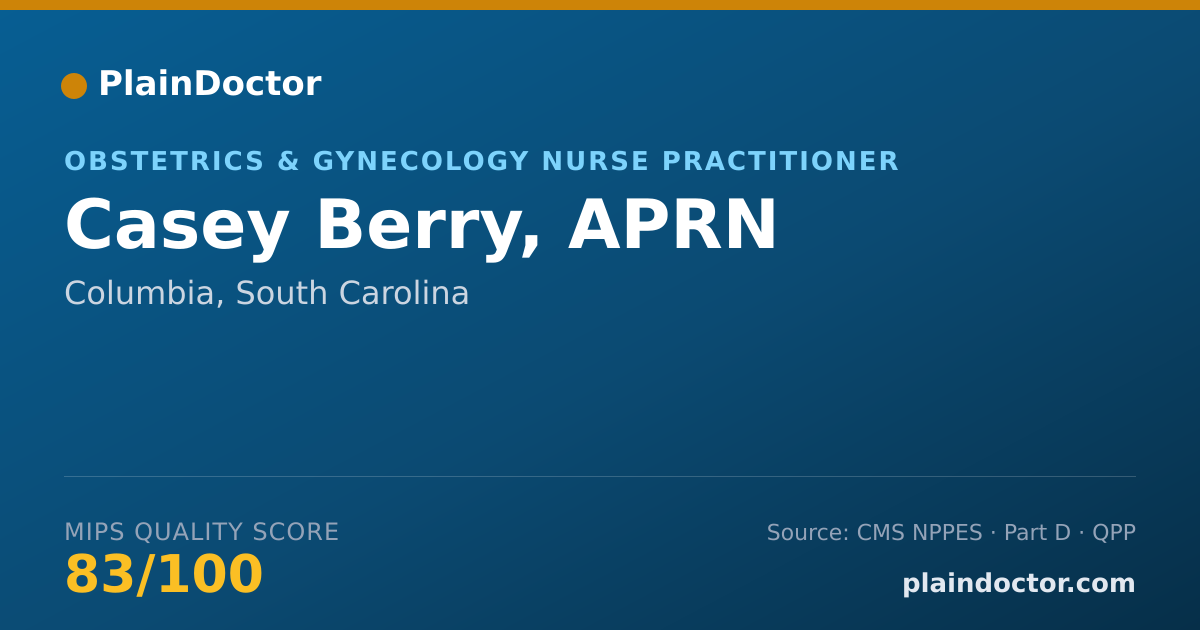 Shareable card for Casey Berry, APRN - Obstetrics & Gynecology Nurse Practitioner, Columbia, SC
