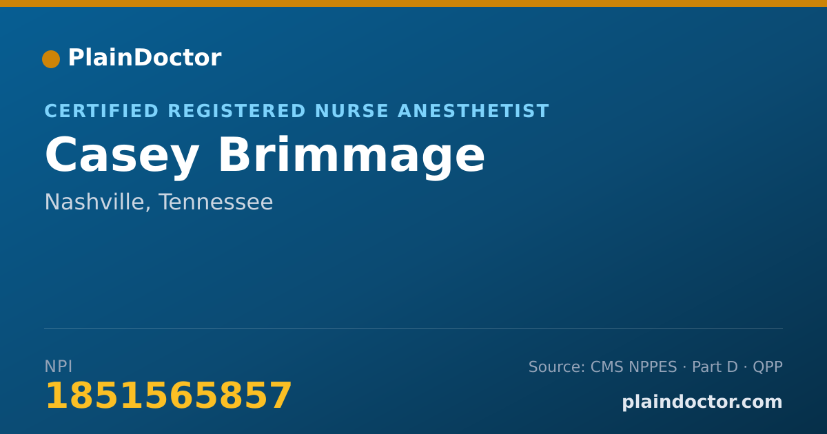 Shareable card for Casey Brimmage - Certified Registered Nurse Anesthetist, Nashville, TN