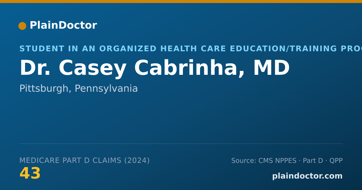 Shareable card for Casey Cabrinha, MD - Student in an Organized Health Care Education/Training Program, Pittsburgh, PA