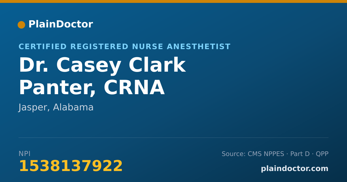 Shareable card for Casey Clark Panter, CRNA - Certified Registered Nurse Anesthetist, Jasper, AL