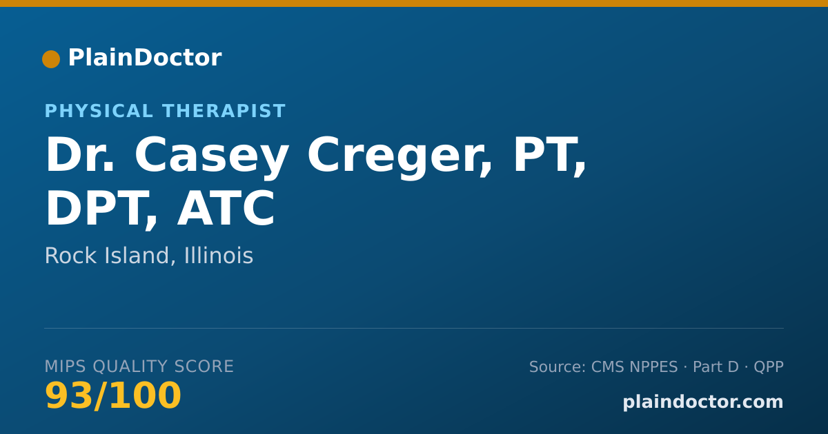 Shareable card for Casey Creger, PT, DPT,  ATC - Physical Therapist, Rock Island, IL