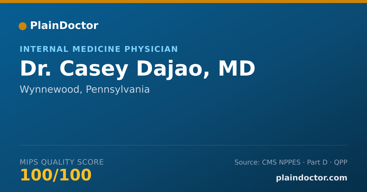 Shareable card for Casey Dajao, MD - Internal Medicine Physician, Wynnewood, PA