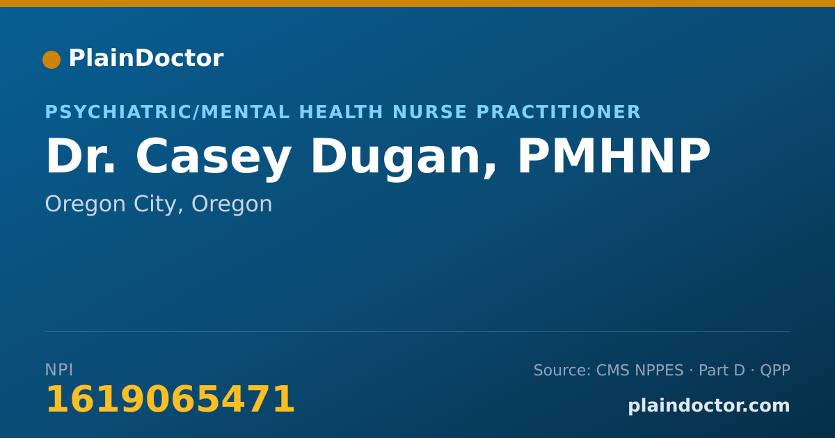 Shareable card for Casey Dugan, PMHNP - Psychiatric/Mental Health Nurse Practitioner, Oregon City, OR