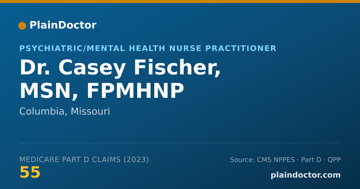 Shareable card for Casey Fischer, MSN, FPMHNP - Psychiatric/Mental Health Nurse Practitioner, Columbia, MO