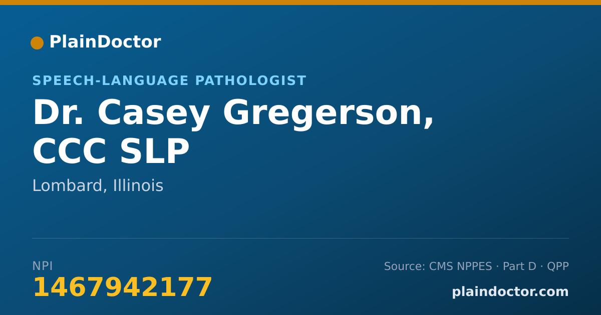 Shareable card for Casey Gregerson, CCC SLP - Speech-Language Pathologist, Lombard, IL
