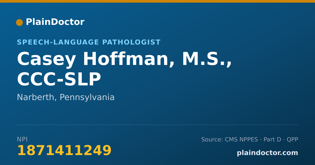 Shareable card for Casey Hoffman, M.S., CCC-SLP - Speech-Language Pathologist, Narberth, PA