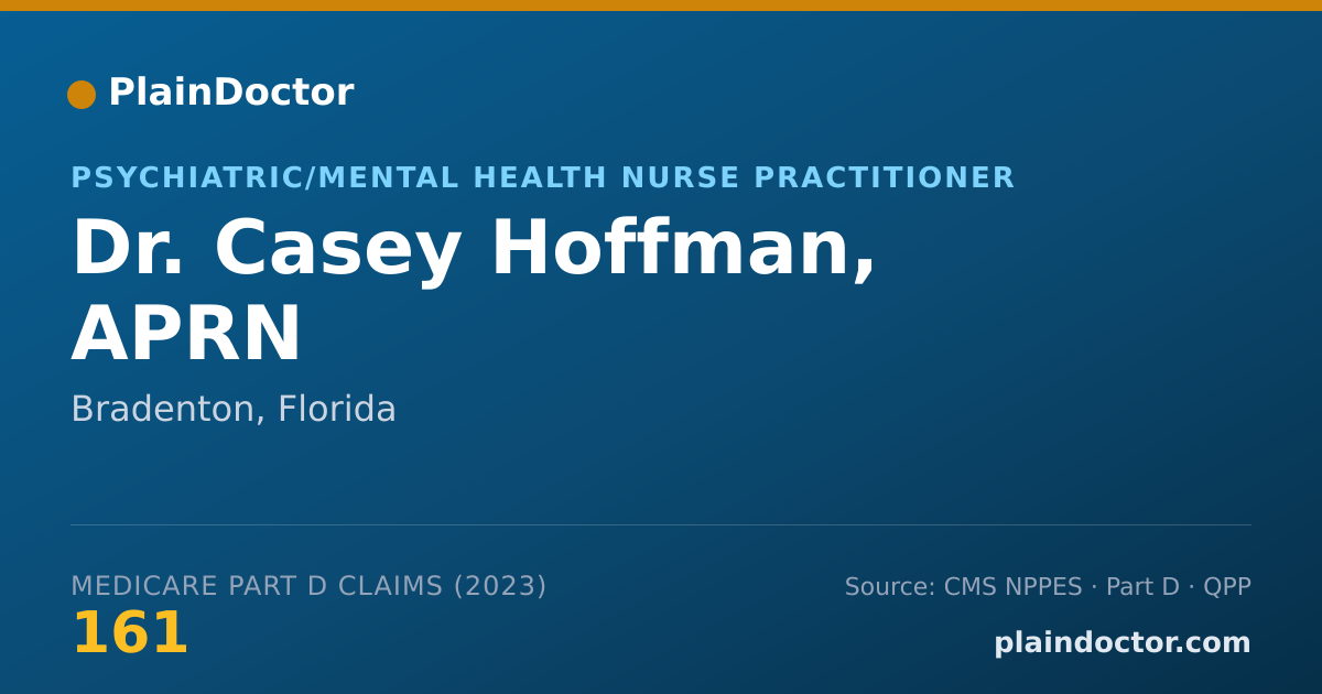 Shareable card for Casey Hoffman, APRN - Psychiatric/Mental Health Nurse Practitioner, Bradenton, FL