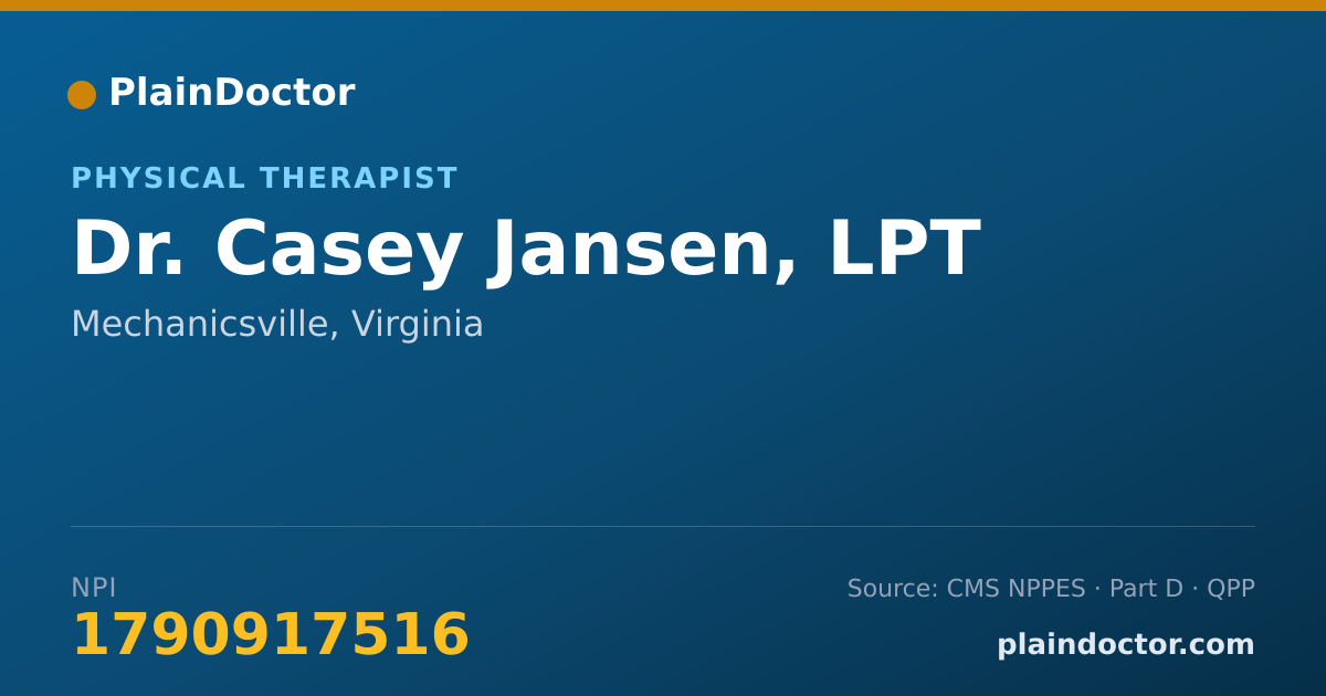 Shareable card for Casey Jansen, LPT - Physical Therapist, Mechanicsville, VA