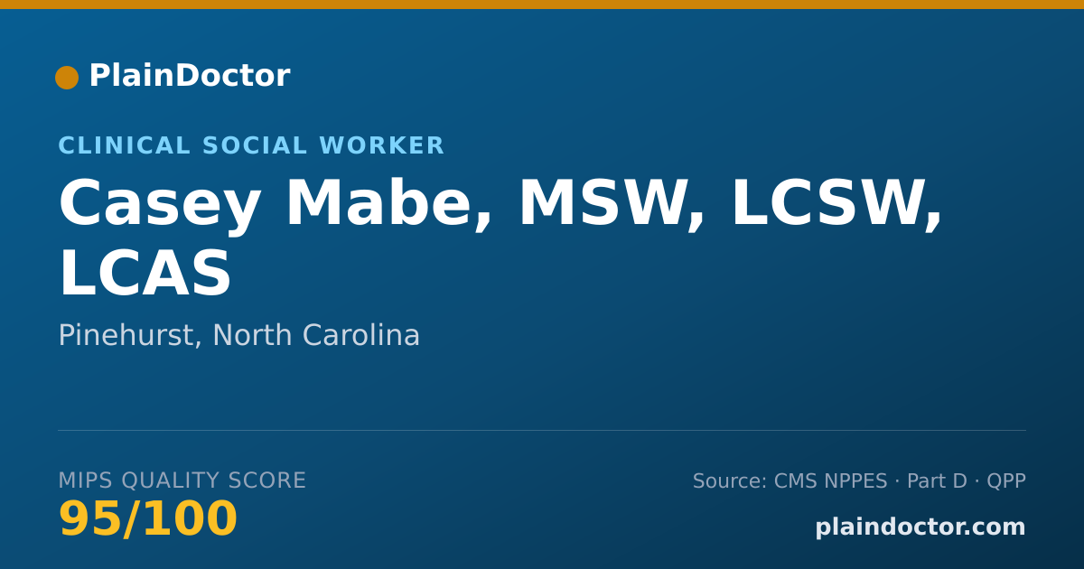 Shareable card for Casey Mabe, MSW, LCSW, LCAS - Addiction (Substance Use Disorder) Counselor, Pinehurst, NC