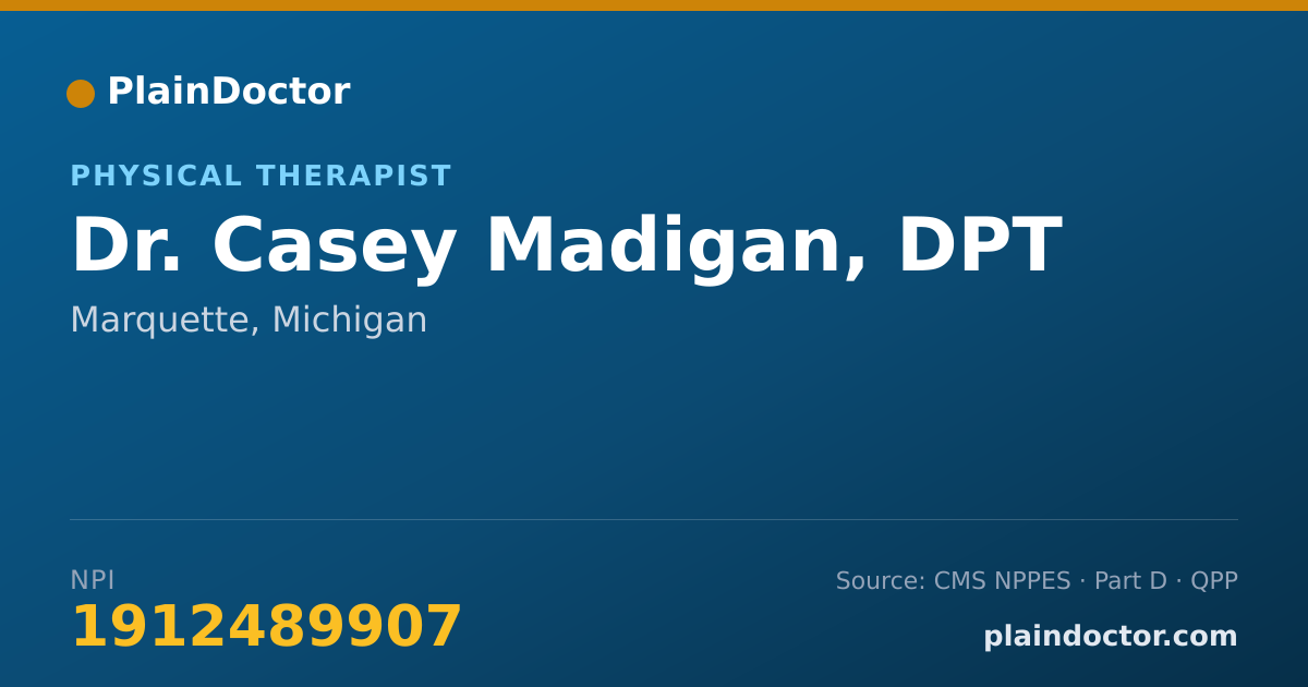 Shareable card for Casey Madigan, DPT - Physical Therapist, Marquette, MI