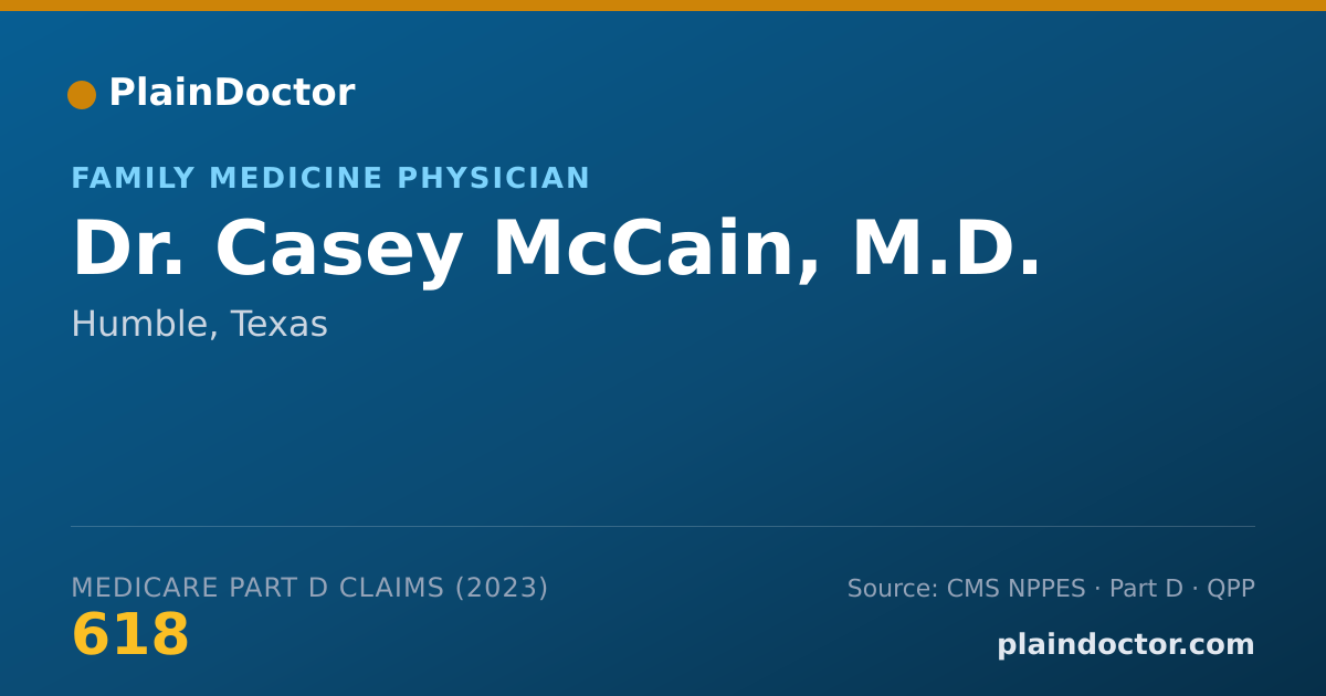 Shareable card for Casey McCain, M.D. - Family Medicine Physician, Humble, TX