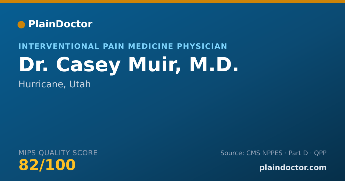 Shareable card for Casey Muir, M.D. - Pain Medicine (Physical Medicine & Rehabilitation) Physician, Hurricane, UT