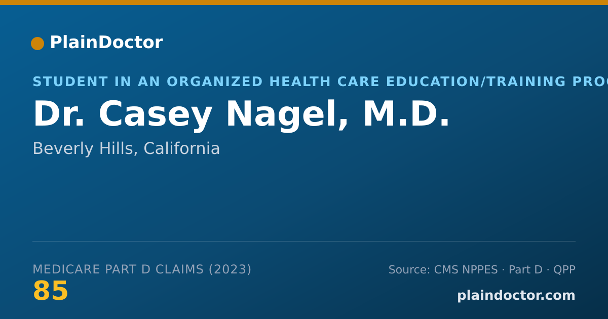 Shareable card for Casey Nagel, M.D. - Student in an Organized Health Care Education/Training Program, Beverly Hills, CA