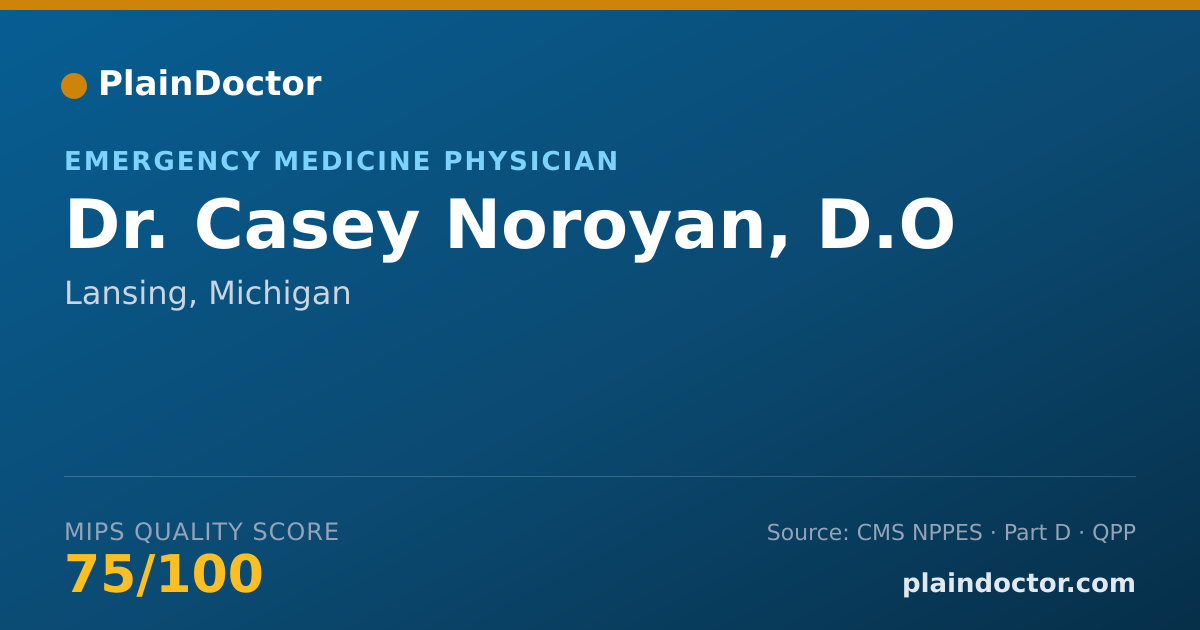Shareable card for Casey Noroyan, D.O - Emergency Medicine Physician, Lansing, MI