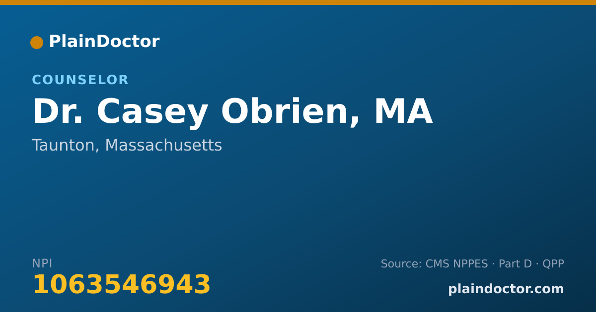 Shareable card for Casey Obrien, MA - Counselor, Taunton, MA