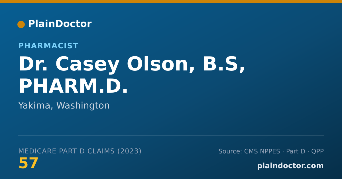 Shareable card for Casey Olson, B.S, PHARM.D. - Pharmacist, Yakima, WA
