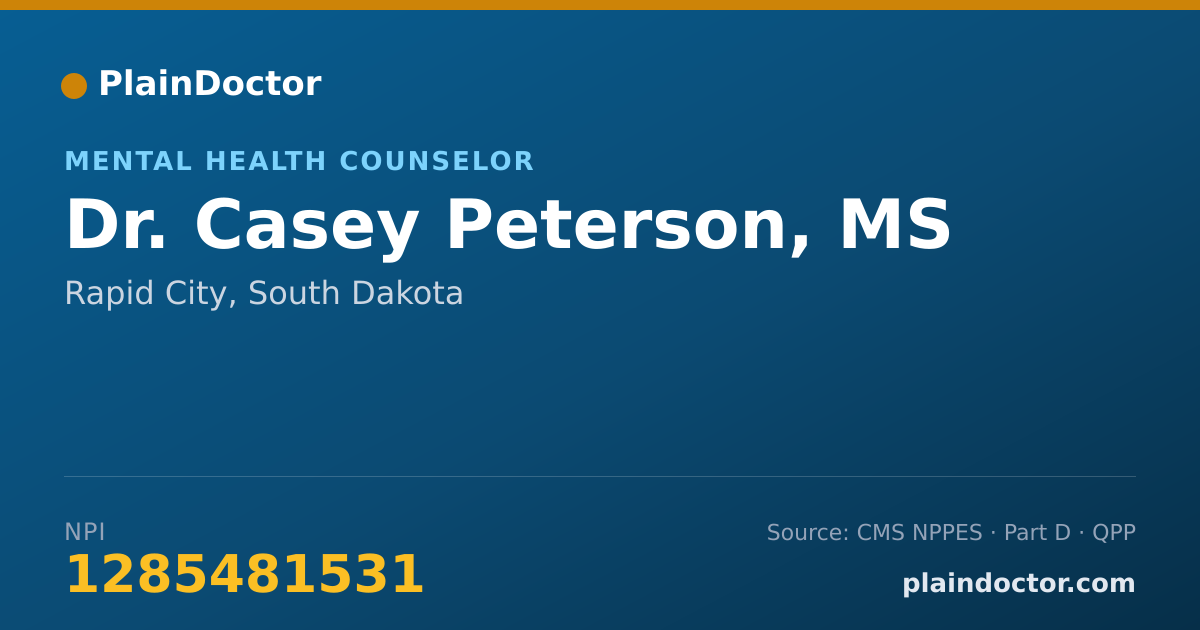 Shareable card for Casey Peterson, MS - Mental Health Counselor, Rapid City, SD