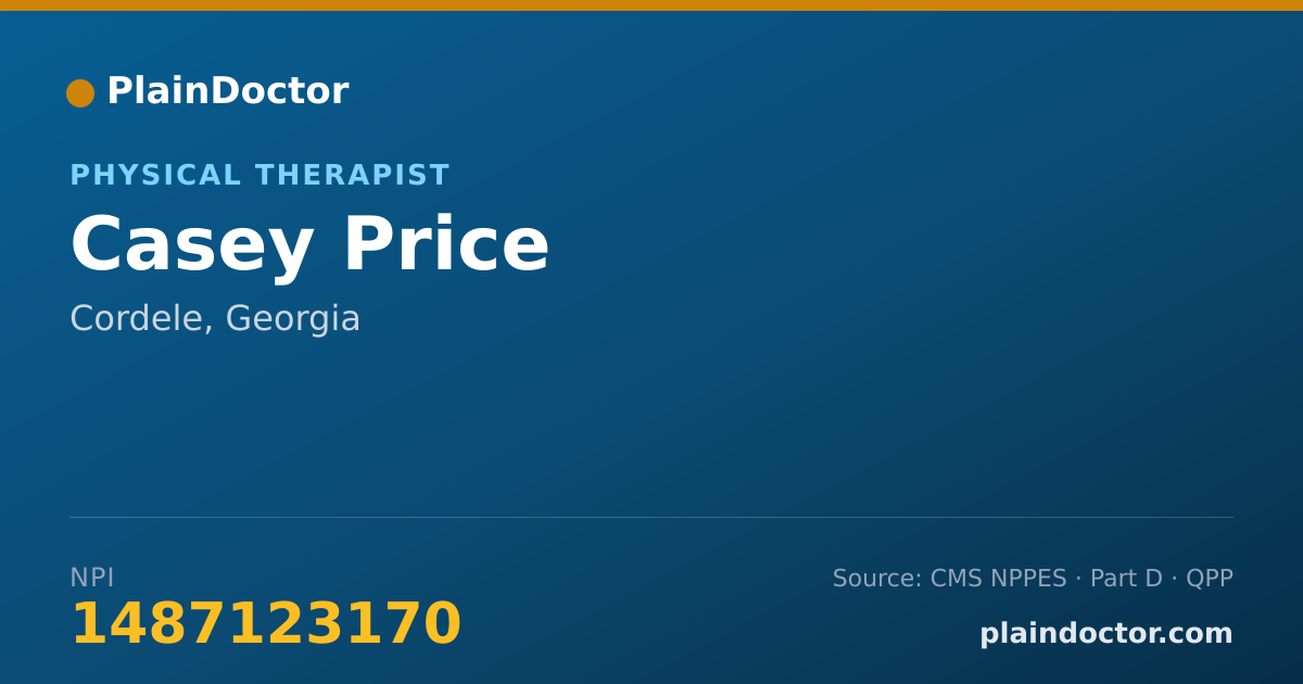 Shareable card for Casey Price - Physical Therapist, Cordele, GA