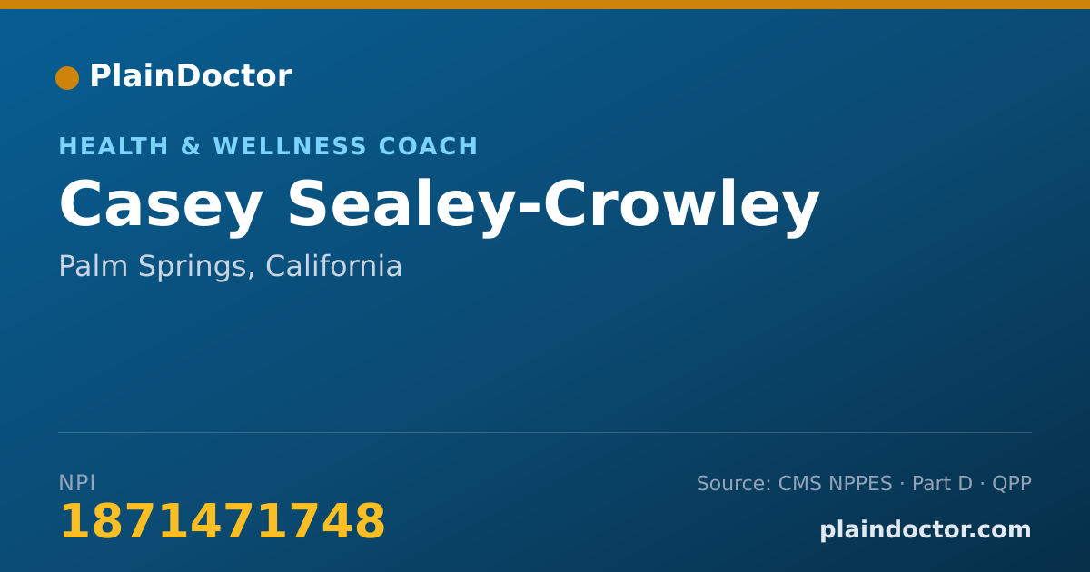 Shareable card for Casey Sealey-Crowley - Health & Wellness Coach, Palm Springs, CA