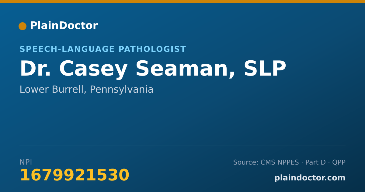 Shareable card for Casey Seaman, SLP - Speech-Language Pathologist, Lower Burrell, PA