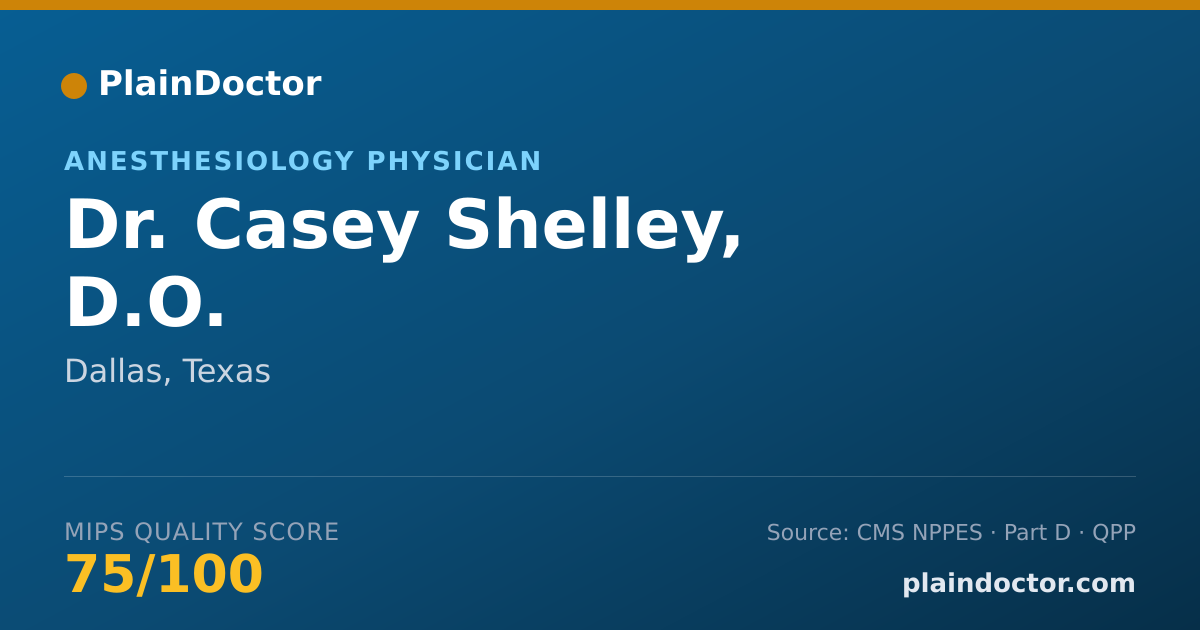 Shareable card for Casey Shelley, D.O. - Anesthesiology Physician, Dallas, TX