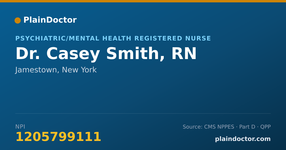 Shareable card for Casey Smith, RN - Psychiatric/Mental Health Registered Nurse, Jamestown, NY