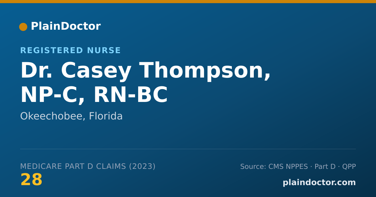 Shareable card for Casey Thompson, NP-C, RN-BC - Registered Nurse, Okeechobee, FL