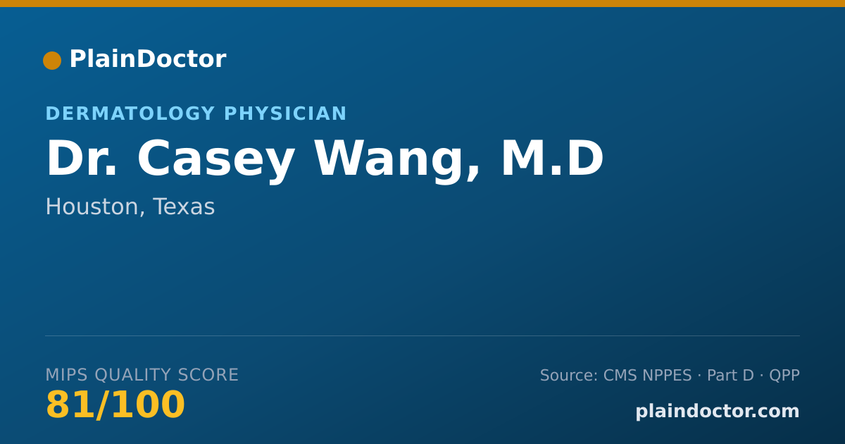 Shareable card for Casey Wang, M.D - Internal Medicine Physician, Houston, TX