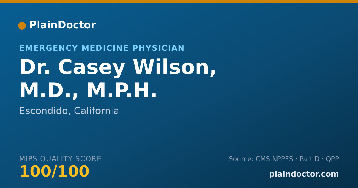 Shareable card for Casey Wilson, M.D.,  M.P.H. - Emergency Medicine Physician, Escondido, CA