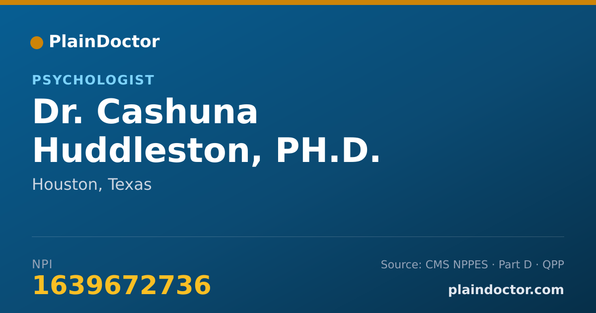 Shareable card for Cashuna Huddleston, PH.D. - Psychologist, Houston, TX