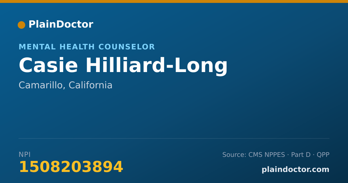 Shareable card for Casie Hilliard-Long - Mental Health Counselor, Camarillo, CA