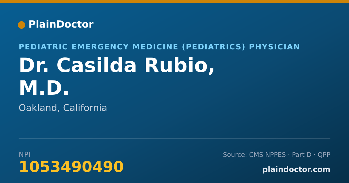 Shareable card for Casilda Rubio, M.D. - Pediatric Emergency Medicine (Pediatrics) Physician, Oakland, CA