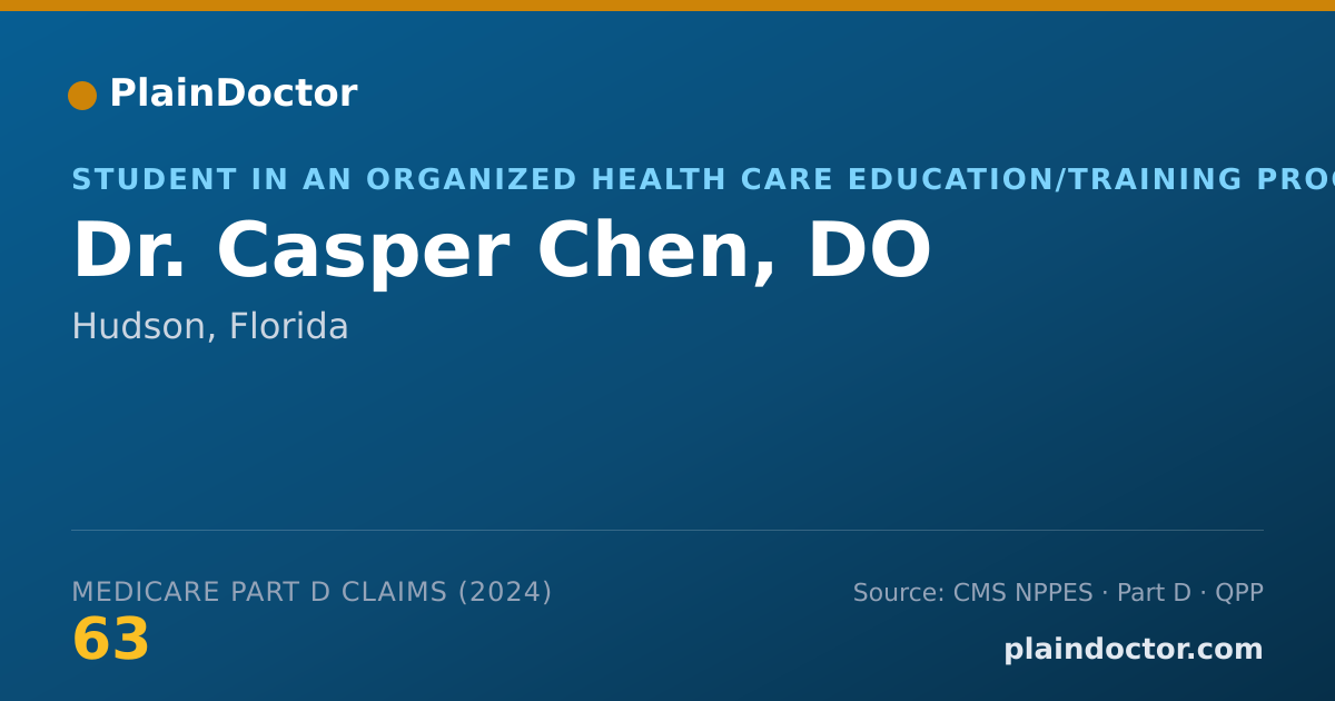 Shareable card for Casper Chen, DO - Student in an Organized Health Care Education/Training Program, Hudson, FL