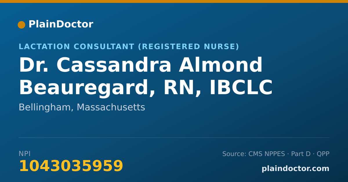Shareable card for Cassandra Almond Beauregard, RN, IBCLC - Lactation Consultant (Registered Nurse), Bellingham, MA
