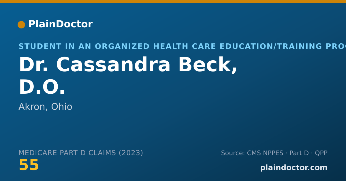 Shareable card for Cassandra Beck, D.O. - Student in an Organized Health Care Education/Training Program, Akron, OH
