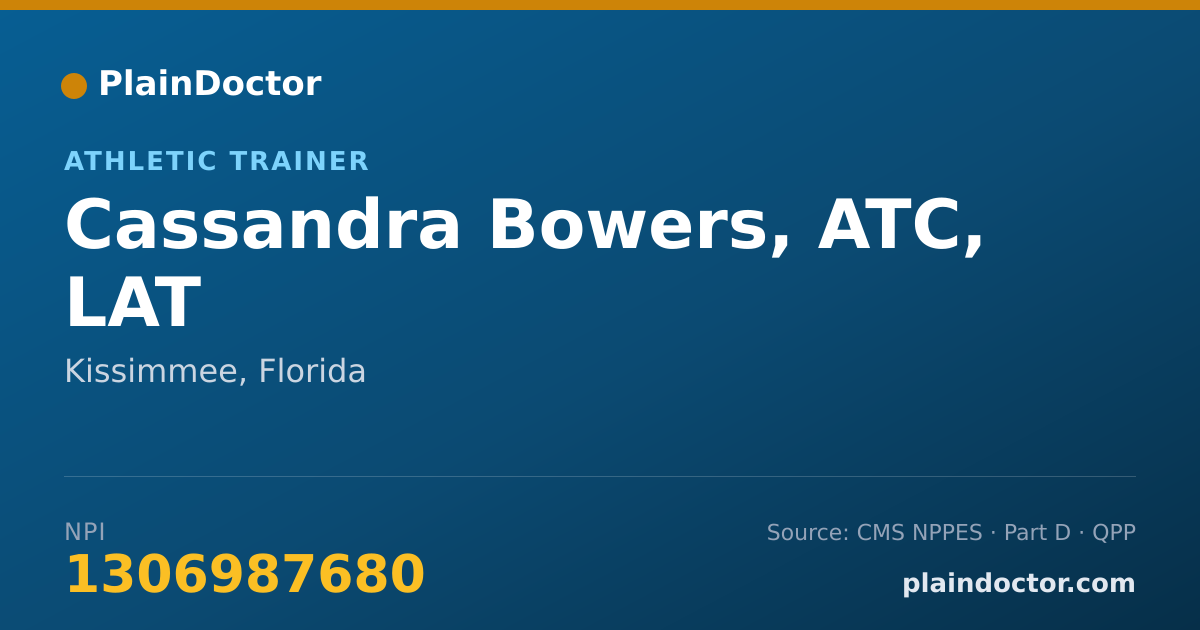 Shareable card for Cassandra Bowers, ATC, LAT - Athletic Trainer, Kissimmee, FL