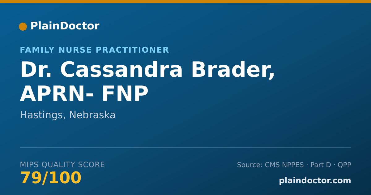 Shareable card for Cassandra Brader, APRN- FNP - Family Nurse Practitioner, Hastings, NE