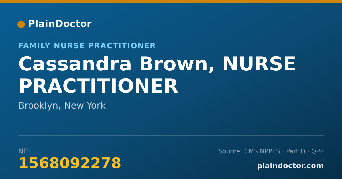 Shareable card for Cassandra Brown, NURSE PRACTITIONER - Family Nurse Practitioner, Brooklyn, NY