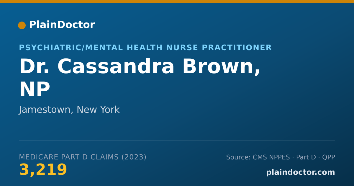 Shareable card for Cassandra Brown, NP - Psychiatric/Mental Health Nurse Practitioner, Jamestown, NY