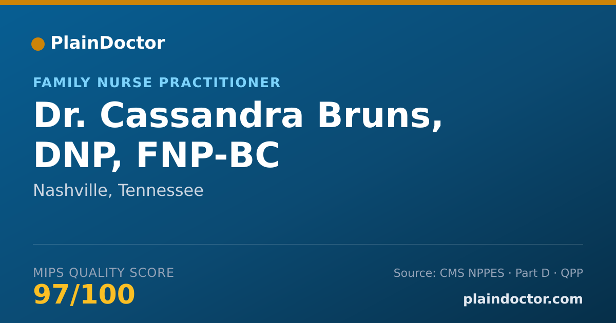 Shareable card for Cassandra Bruns, DNP, FNP-BC - Family Nurse Practitioner, Nashville, TN