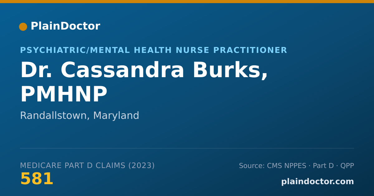Shareable card for Cassandra Burks, PMHNP - Psychiatric/Mental Health Nurse Practitioner, Randallstown, MD