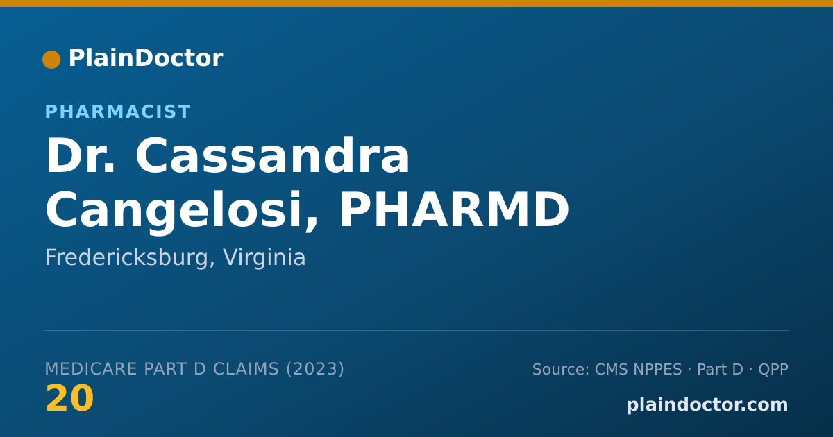 Shareable card for Cassandra Cangelosi, PHARMD - Pharmacist, Fredericksburg, VA