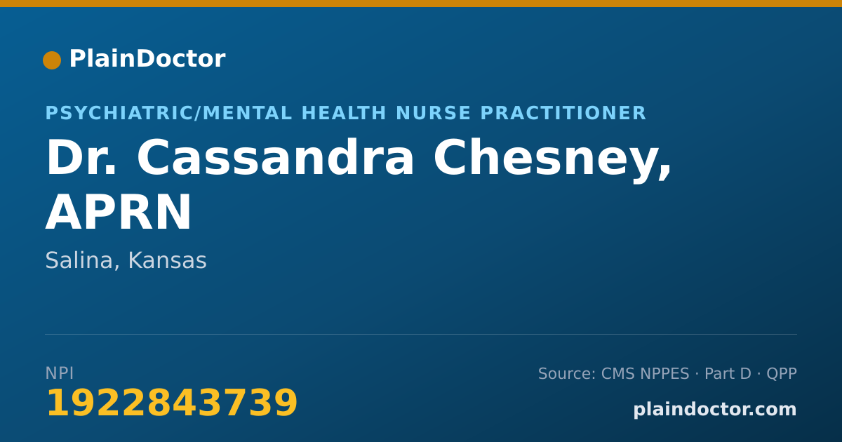 Shareable card for Cassandra Chesney, APRN - Psychiatric/Mental Health Nurse Practitioner, Salina, KS