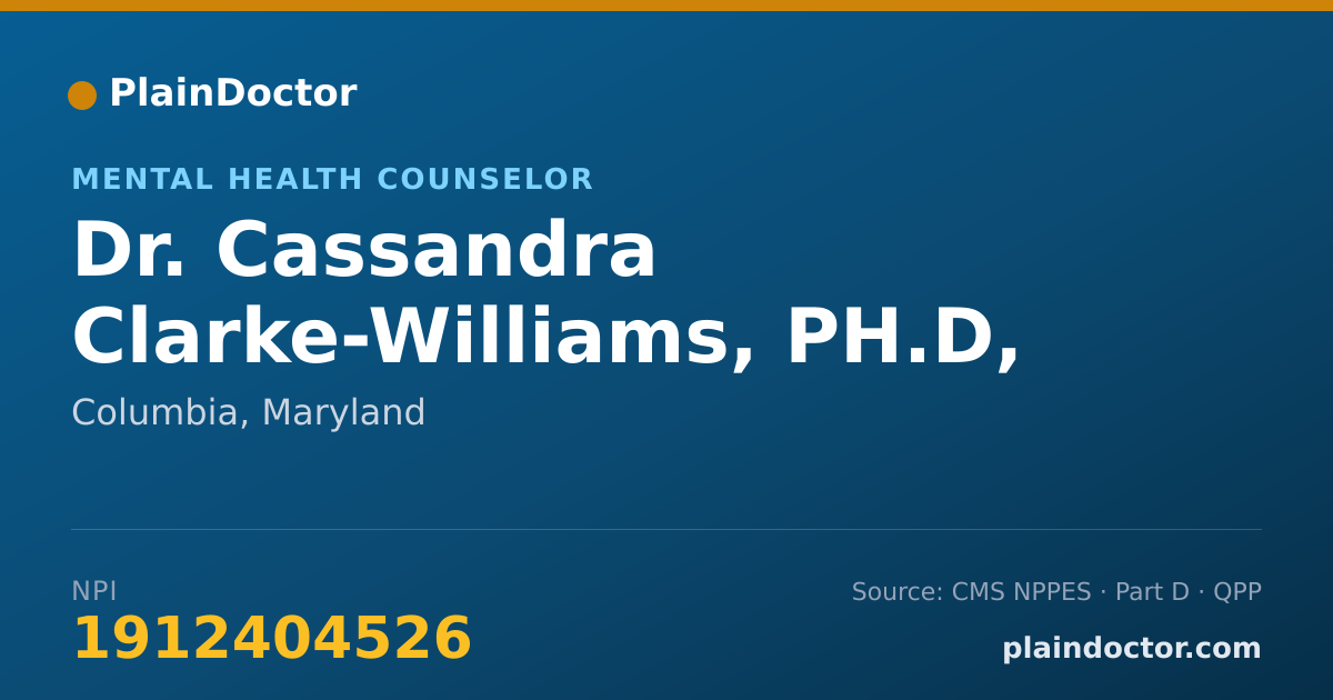Shareable card for Cassandra Clarke-Williams, PH.D, LGPC - Mental Health Counselor, Columbia, MD
