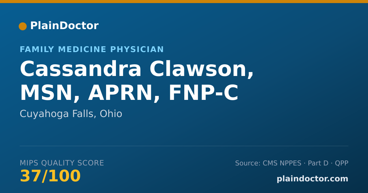 Shareable card for Cassandra Clawson, MSN, APRN, FNP-C - Family Medicine Physician, Cuyahoga Falls, OH