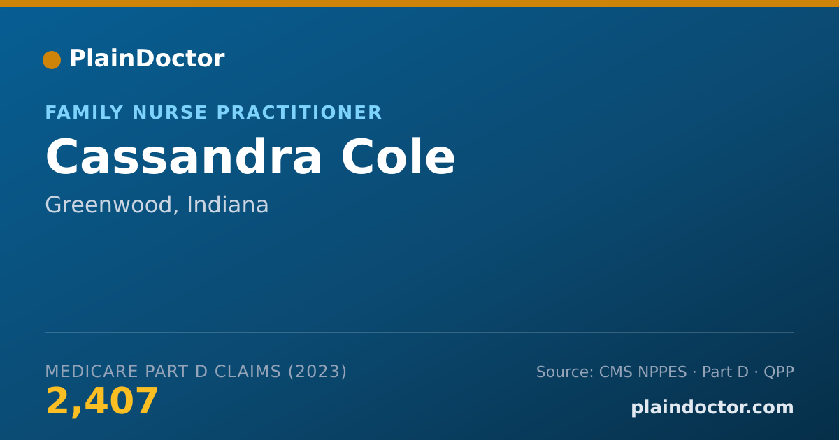 Shareable card for Cassandra Cole - Family Nurse Practitioner, Greenwood, IN